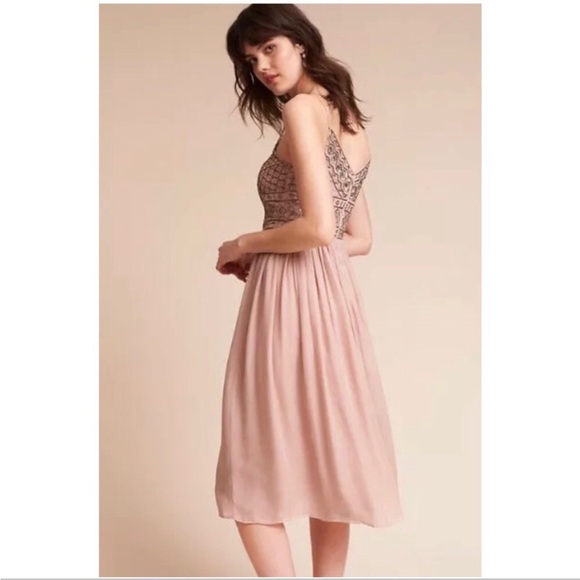 BHLDN Bristol blush pink dusty rose silver beaded dress size 0 BHLDN Bristol blush pink dusty rose silver beaded dress size 0
